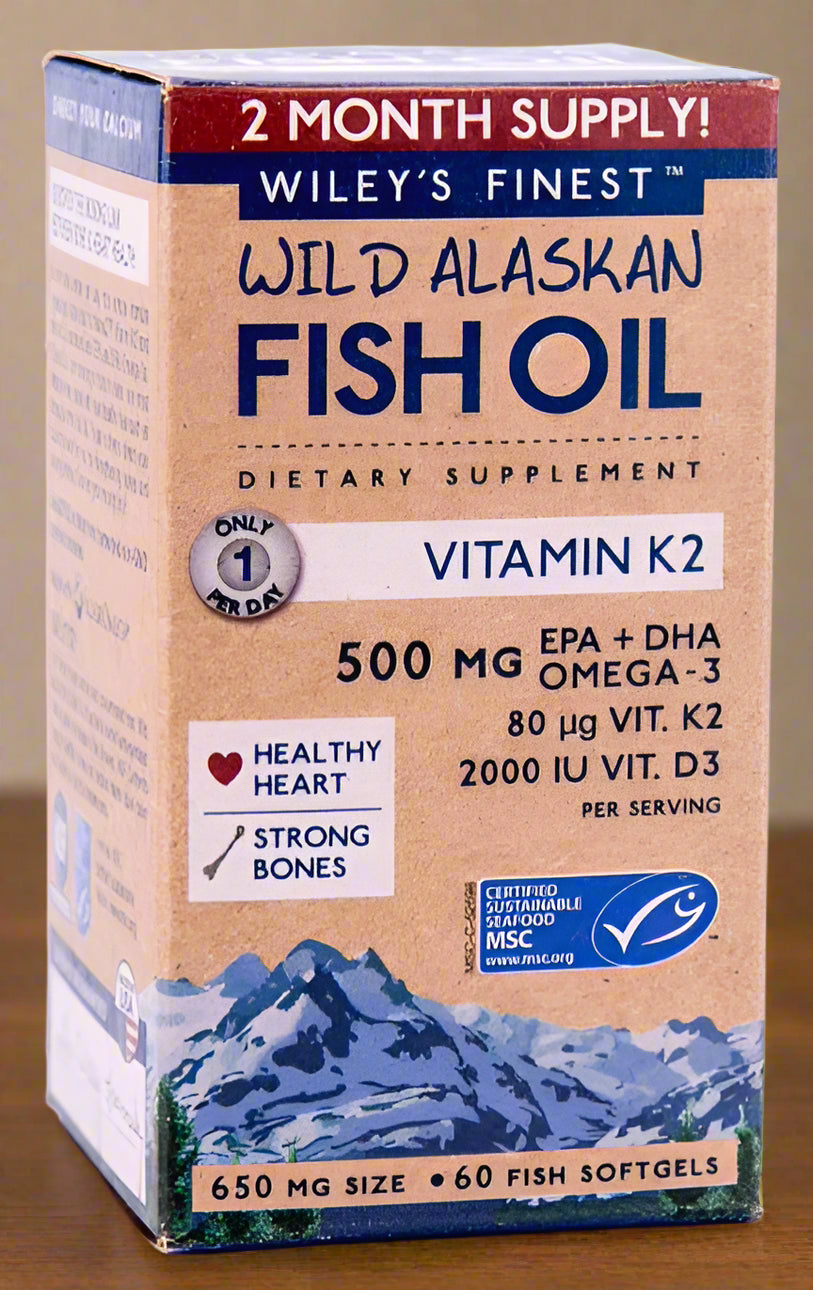 Wiley’s Finest Omega-3 with Vitamin K2 and D3 softgels 60 Capsules