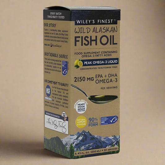 Wiley’s Finest Peak Omega-3 Liquid 250ml with high EPA and DHA in lemon flavour