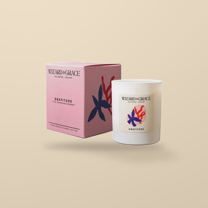 Wizard & Grace Gratitude Natural Essential Oil Candle – 20cl — product and original packaging