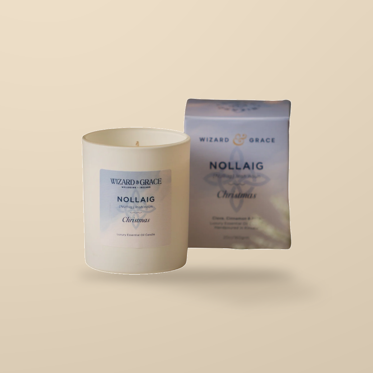 Wizard & Grace Nollaig Natural Essential Oil Candle – 20cl — product and original packaging