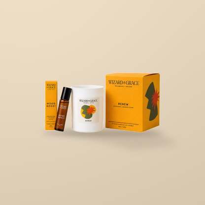 Wizard & Grace The Joy Gift Set – Candle & Pulse Point Oil — product and original packaging